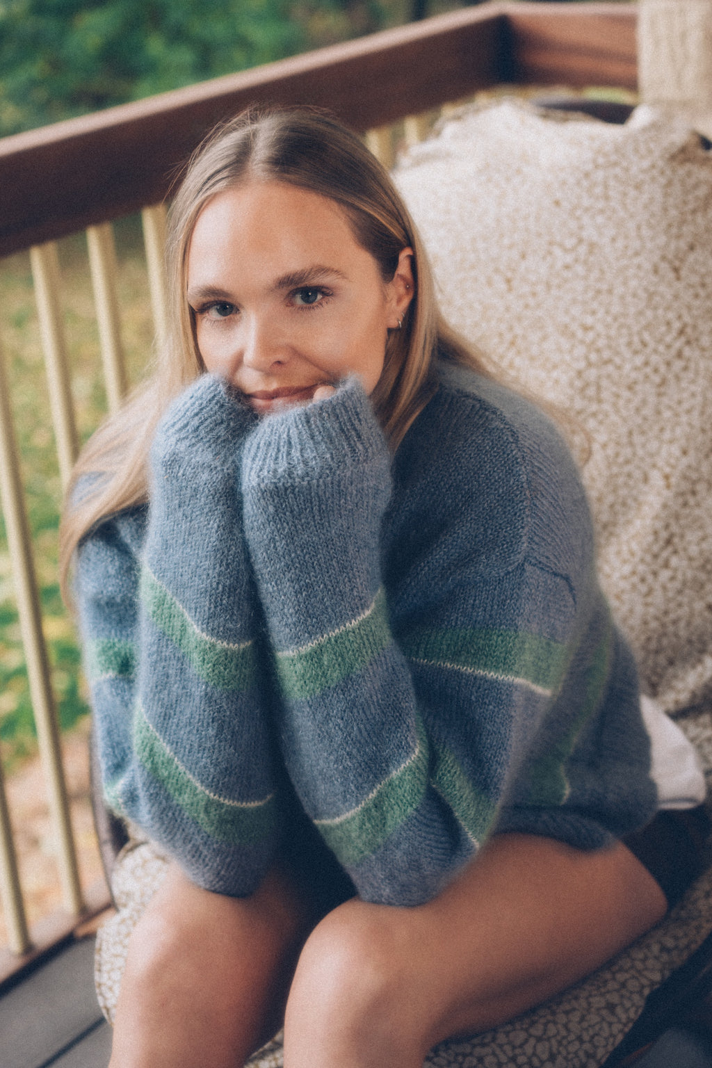 Stripe Cardigan - Soft Blue