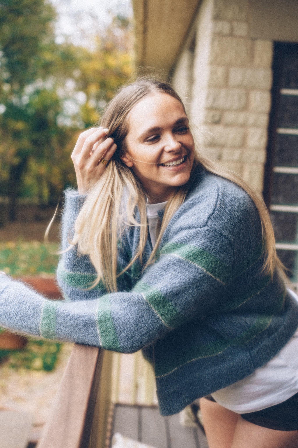 Stripe Cardigan - Soft Blue