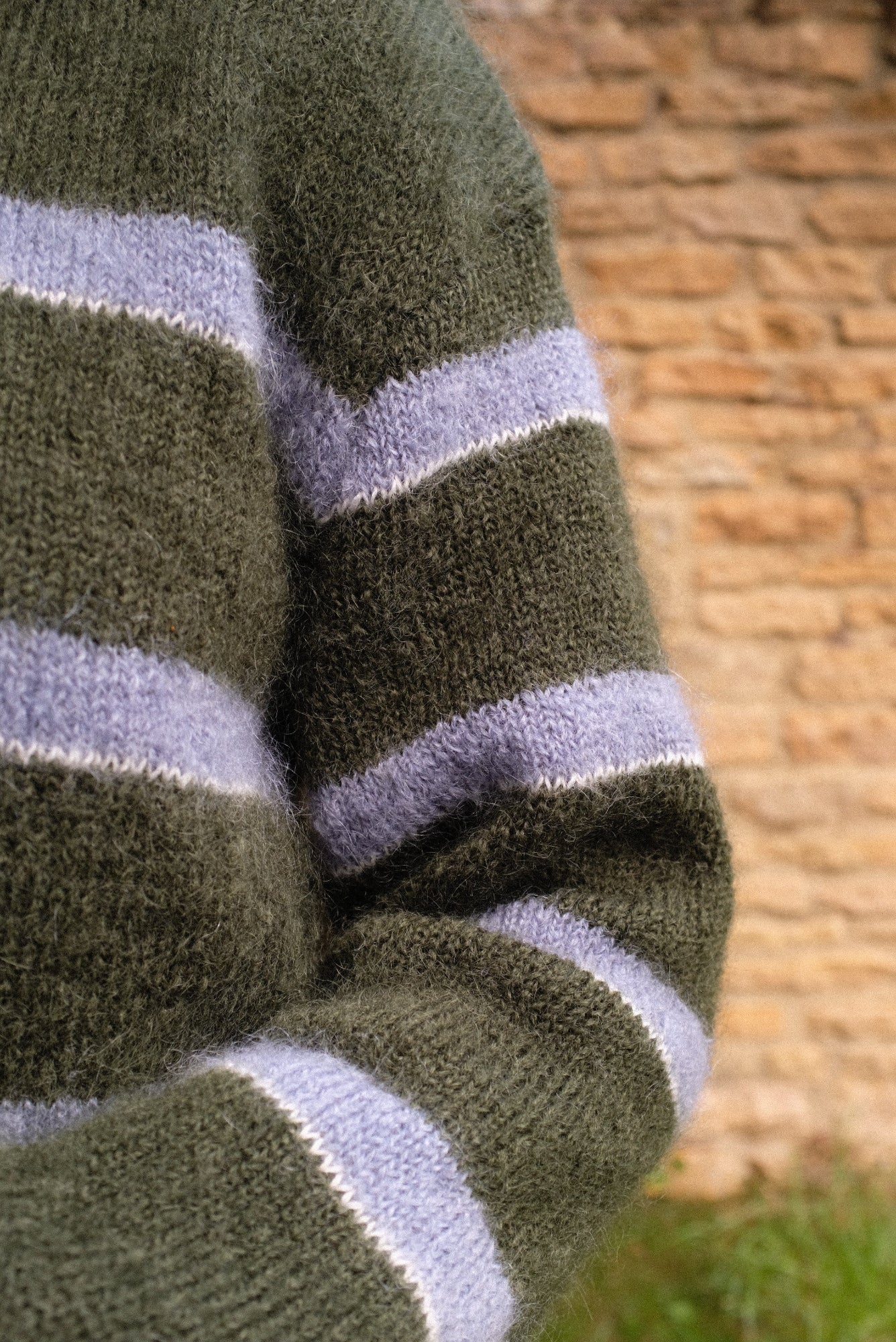 Striped Green Mohair Wool Cardigan – Sustainable, Ethical Knitwear