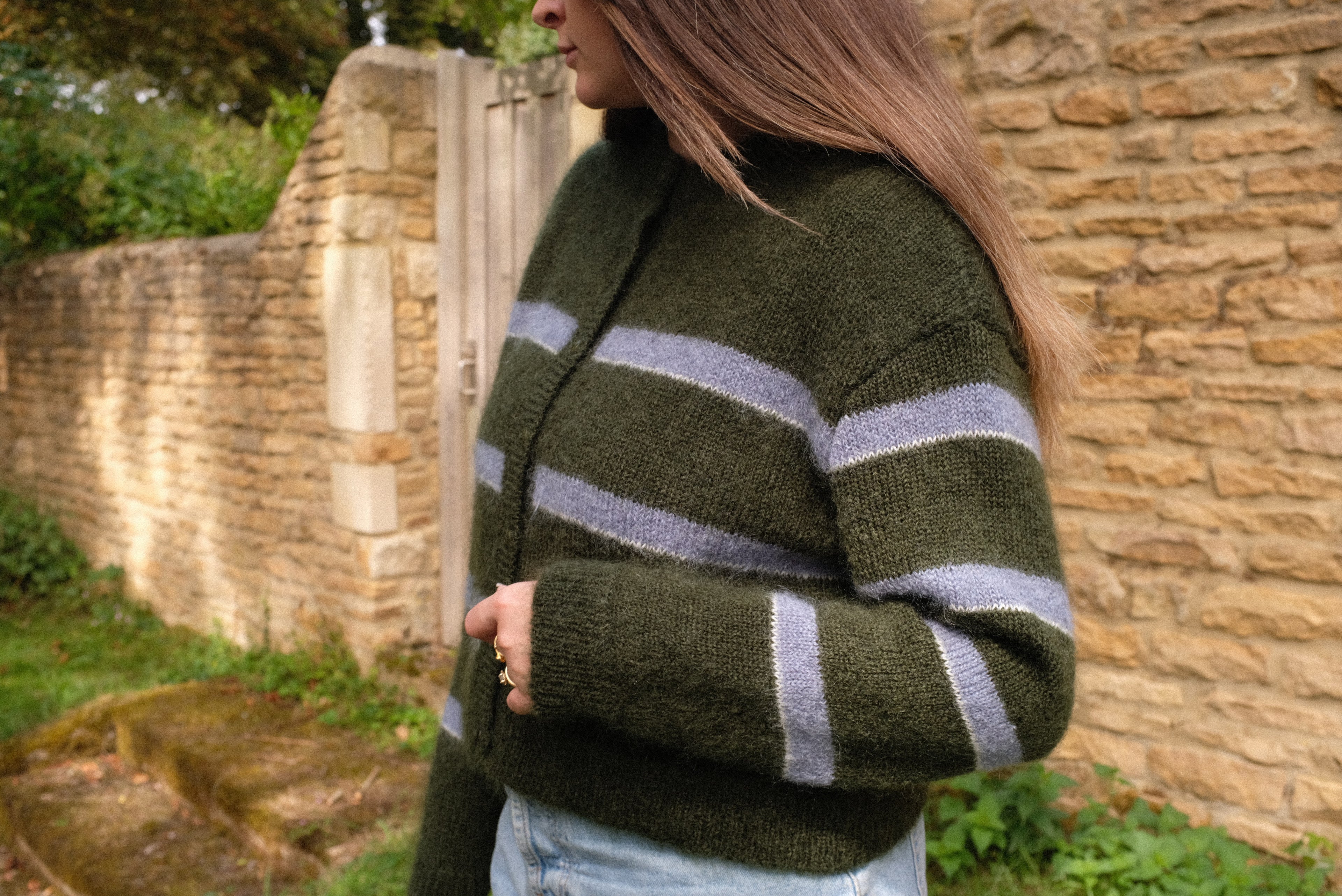 Stripe Cardigan - Ivy Green