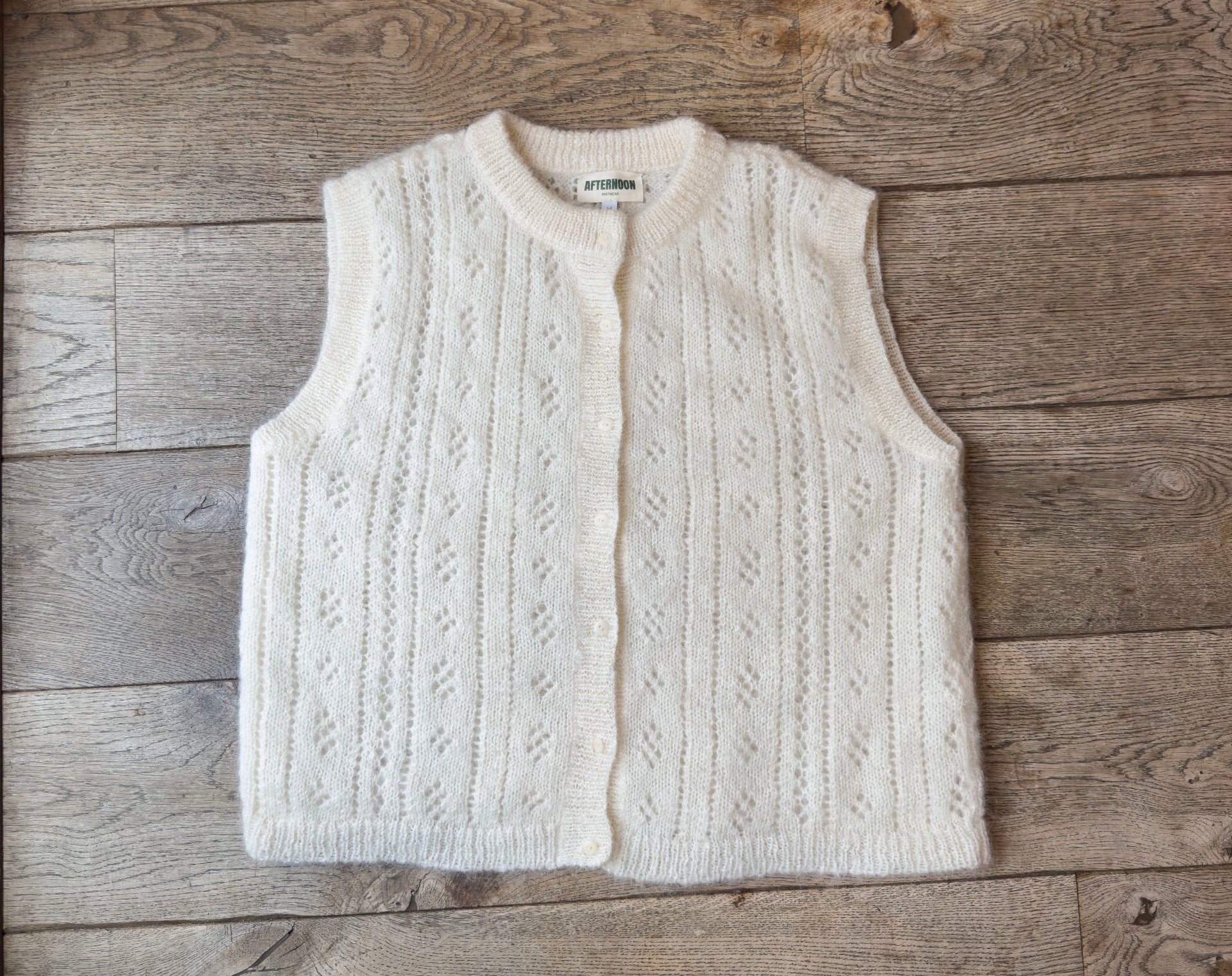 Pointelle Knit Vest - Vanilla
